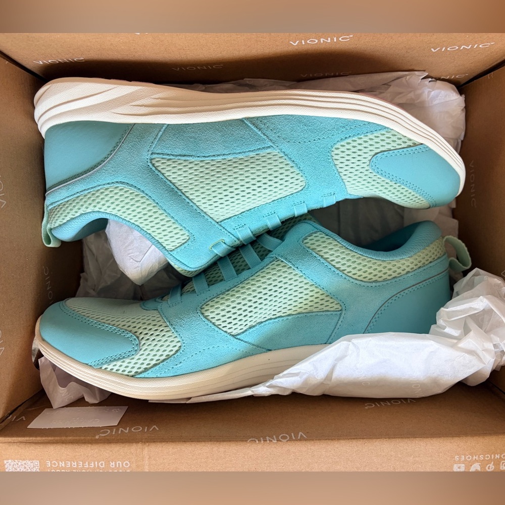 Vionic Mint & Aqua Women's Mesh Suede Sneakers